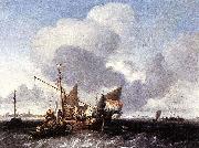 Ludolf Backhuysen Ships on the Zuiderzee before the Fort of Naarden Germany oil painting artist
